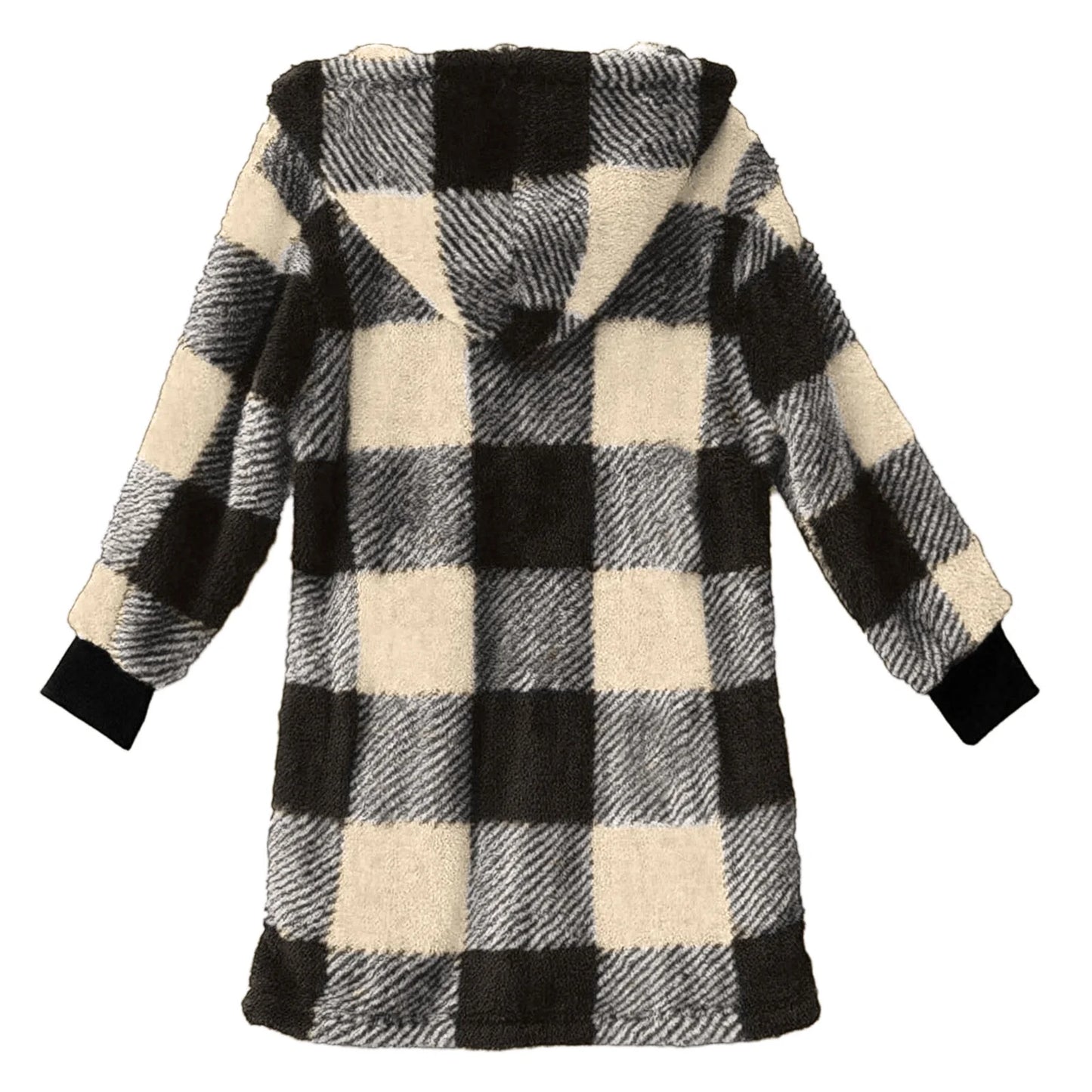 Plaid Flannel Jacket Women Casual Sherpa Lined Zip up Hooded Cardigan Sweaters plus Size Plaid Shacket Fall Winter Teddy Coat